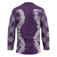 Hawaii Aloha Plumeria Lei Violet Palaka Hockey Jersey LT7 - Polynesian Pride