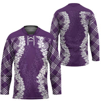 Hawaii Aloha Plumeria Lei Violet Palaka Hockey Jersey LT7 - Polynesian Pride