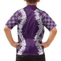 Hawaii Aloha Plumeria Lei Violet Palaka Kid Hawaiian Shirt - Polynesian Pride
