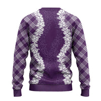 Hawaii Aloha Plumeria Lei Violet Palaka Ugly Christmas Sweater - Polynesian Pride