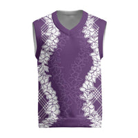 Hawaii Aloha Plumeria Lei Violet Palaka Christmas Knitted V-Neck Vest LT7 Violet - Polynesian Pride