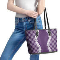 Hawaii Aloha Plumeria Lei Violet Palaka Leather Tote Bag LT7 - Polynesian Pride
