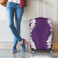 Hawaii Aloha Plumeria Lei Violet Palaka Luggage Cover - Polynesian Pride