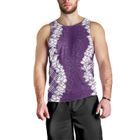 Hawaii Aloha Plumeria Lei Violet Palaka Men Tank Top - Polynesian Pride