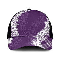 Hawaii Aloha Plumeria Lei Violet Palaka Mesh Trucker Cap - Polynesian Pride
