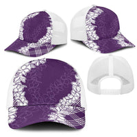 Hawaii Aloha Plumeria Lei Violet Palaka Mesh Trucker Cap LT7 - Polynesian Pride