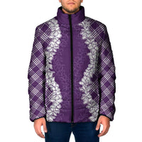 Hawaii Aloha Plumeria Lei Violet Palaka Padded Jacket LT7 Men Violet - Polynesian Pride