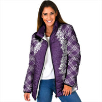 Hawaii Aloha Plumeria Lei Violet Palaka Padded Jacket LT7 Women Violet - Polynesian Pride