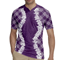 Hawaii Aloha Plumeria Lei Violet Palaka Rugby Jersey - Polynesian Pride