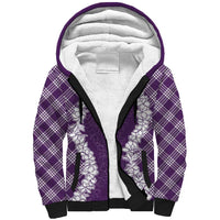 Hawaii Aloha Plumeria Lei Violet Palaka Sherpa Hoodie LT7 Unisex Violet - Polynesian Pride