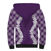 Hawaii Aloha Plumeria Lei Violet Palaka Sherpa Hoodie LT7 - Polynesian Pride