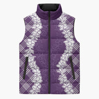 Hawaii Aloha Plumeria Lei Violet Palaka Sleeveless Puffer Jacket LT7 Unisex Violet - Polynesian Pride