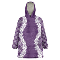 Hawaii Aloha Plumeria Lei Violet Palaka Wearable Blanket Hoodie LT7 One Size Violet - Polynesian Pride