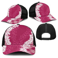 Hawaii Aloha Plumeria Lei Fuschia Palaka Baseball Net Cap LT7 - Polynesian Pride