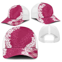 Hawaii Aloha Plumeria Lei Fuschia Palaka Baseball Net Cap LT7 - Polynesian Pride