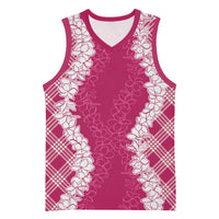 Hawaii Aloha Plumeria Lei Fuschia Palaka Basketball Jersey LT7 Unisex Fuschia - Polynesian Pride