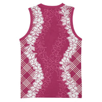 Hawaii Aloha Plumeria Lei Fuschia Palaka Basketball Jersey LT7 - Polynesian Pride