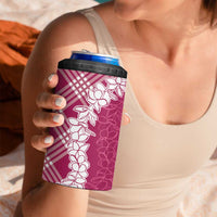 Hawaii Aloha Plumeria Lei Fuschia Palaka 4 in 1 Can Cooler Tumbler - Polynesian Pride