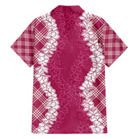Hawaii Aloha Plumeria Lei Fuschia Palaka Family Matching Puletasi and Hawaiian Shirt LT7 - Polynesian Pride