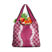 Hawaii Aloha Plumeria Lei Fuschia Palaka Grocery Bag LT7 1-pack One Size Fuschia - Polynesian Pride