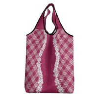 Hawaii Aloha Plumeria Lei Fuschia Palaka Grocery Bag LT7 - Polynesian Pride