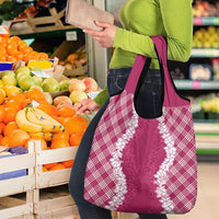 Hawaii Aloha Plumeria Lei Fuschia Palaka Grocery Bag LT7 - Polynesian Pride