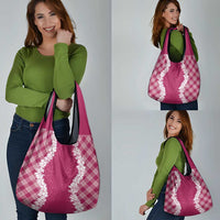 Hawaii Aloha Plumeria Lei Fuschia Palaka Grocery Bag LT7 - Polynesian Pride