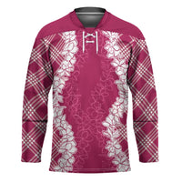 Hawaii Aloha Plumeria Lei Fuschia Palaka Hockey Jersey LT7 Unisex Fuschia - Polynesian Pride