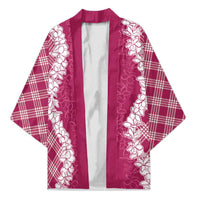 Hawaii Aloha Plumeria Lei Fuschia Palaka Kimono - Polynesian Pride