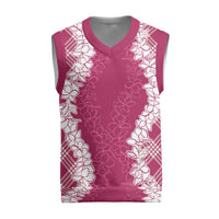 Hawaii Aloha Plumeria Lei Fuschia Palaka Christmas Knitted V-Neck Vest LT7 Fuschia - Polynesian Pride