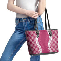 Hawaii Aloha Plumeria Lei Fuschia Palaka Leather Tote Bag LT7 - Polynesian Pride