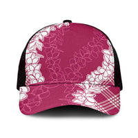 Hawaii Aloha Plumeria Lei Fuschia Palaka Mesh Trucker Cap - Polynesian Pride