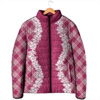 Hawaii Aloha Plumeria Lei Fuschia Palaka Padded Jacket LT7 - Polynesian Pride