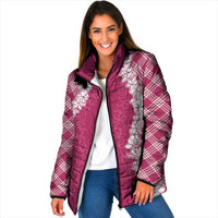 Hawaii Aloha Plumeria Lei Fuschia Palaka Padded Jacket LT7 Women Fuschia - Polynesian Pride
