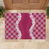 Hawaii Aloha Plumeria Lei Fuschia Palaka Rubber Doormat LT7 Fuschia - Polynesian Pride