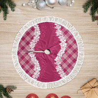 Hawaii Aloha Plumeria Lei Fuschia Palaka Tree Skirt LT7 Fringed Fuschia - Polynesian Pride