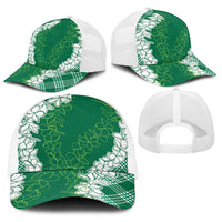 Hawaii Aloha Plumeria Lei Green Palaka Baseball Net Cap LT7 - Polynesian Pride