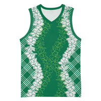 Hawaii Aloha Plumeria Lei Green Palaka Basketball Jersey LT7 Unisex Green - Polynesian Pride