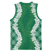 Hawaii Aloha Plumeria Lei Green Palaka Basketball Jersey LT7 - Polynesian Pride