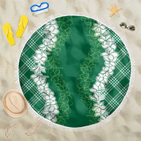 Hawaii Aloha Plumeria Lei Green Palaka Beach Blanket LT7 One Size 150cm Green - Polynesian Pride