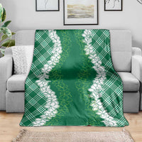 Hawaii Aloha Plumeria Lei Green Palaka Blanket - Polynesian Pride