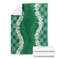 Hawaii Aloha Plumeria Lei Green Palaka Blanket - Polynesian Pride
