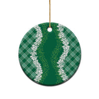 Hawaii Aloha Plumeria Lei Green Palaka Ceramic Ornament - Polynesian Pride