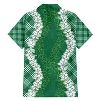 Hawaii Aloha Plumeria Lei Green Palaka Family Matching Puletasi and Hawaiian Shirt - Polynesian Pride