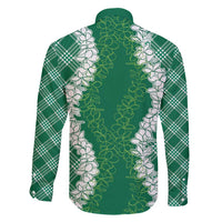 Hawaii Aloha Plumeria Lei Green Palaka Family Matching Puletasi and Hawaiian Shirt - Polynesian Pride