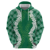 Hawaii Aloha Plumeria Lei Green Palaka Hoodie - Polynesian Pride
