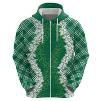 Hawaii Aloha Plumeria Lei Green Palaka Hoodie - Polynesian Pride