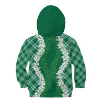 Hawaii Aloha Plumeria Lei Green Palaka Kid Hoodie - Polynesian Pride