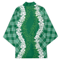 Hawaii Aloha Plumeria Lei Green Palaka Kimono LT7 - Polynesian Pride