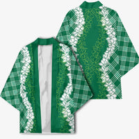 Hawaii Aloha Plumeria Lei Green Palaka Kimono LT7 - Polynesian Pride